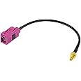 Eightwood Fakra H Pink Female to SMB Plug Male Adapter RF Cable 6 inches Compatible with Sirius XM Satellite Radio Antenna