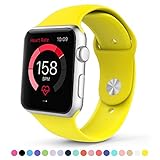 Apple Watch Replacement Band,Teslasz Soft Silicone Replacement Sports Wristbands Straps for Apple iWatch All Models (Yellow 38 MM)