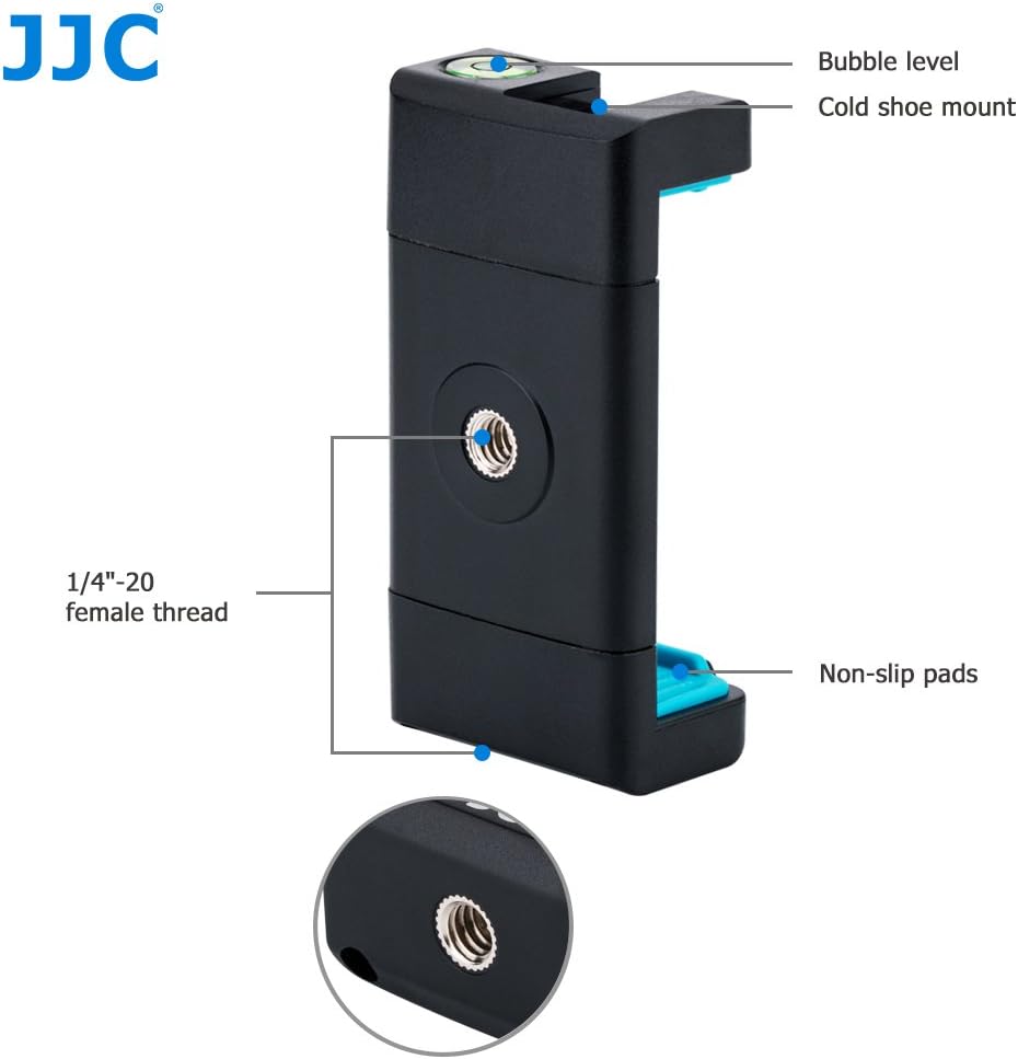 JJC Smartphone Tripod Mount Holder with Clamp 56-95mm Adjustable - Image 5