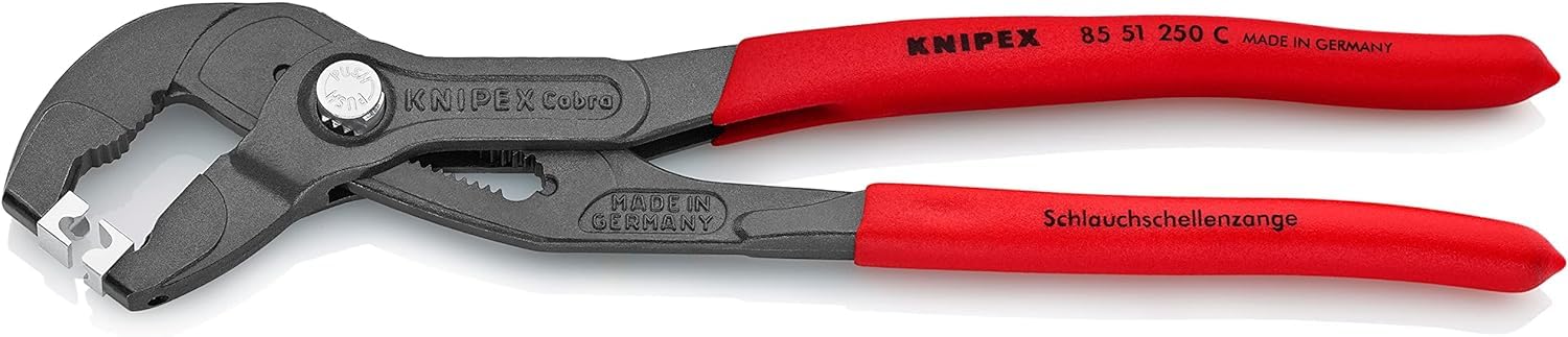 KNIPEX Hose Clamp Pliers for Click Clamps with Non-Slip Plastic Coating 250 mm, 85 51 250 C