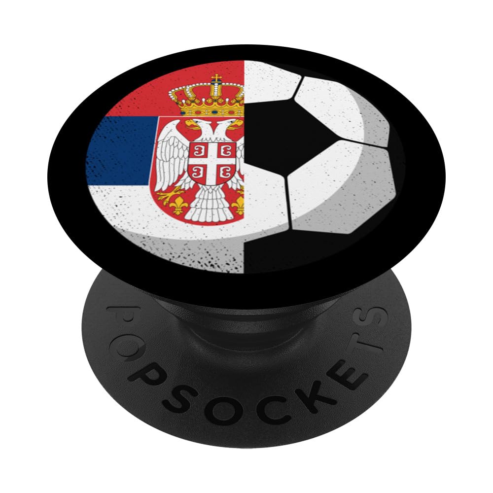 Half Serbia Flag Half Football, Serbian Soccer Dad PopSockets Adhesive PopGrip
