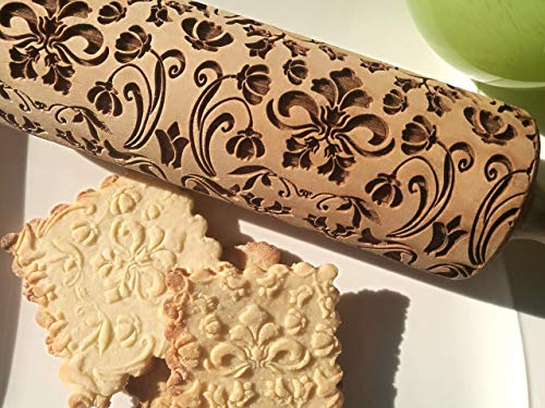 Amazon Com Textured Rolling Pins For Cookies Wooden Embossed