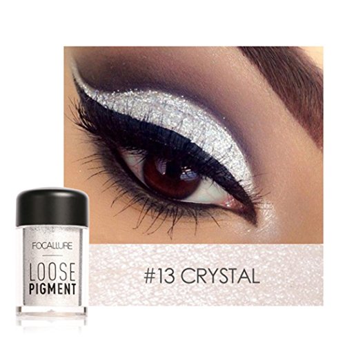 Eyeshadow Powder DEESEE(TM)Focallure 18 Colors Small Bottle Easy to Wear Diamond Makeup Pearl Metallic Mashed Monochrome Eyeshadow (#13)