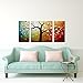 Wieco Art Lucky Tree 3 Piece Modern Stretched and Framed Flowers Artwork 100% Hand Painted Abstract Floral Oil Painting on Canvas Wall Art Ready to Hang for Living Room Bedroom Home Decorations