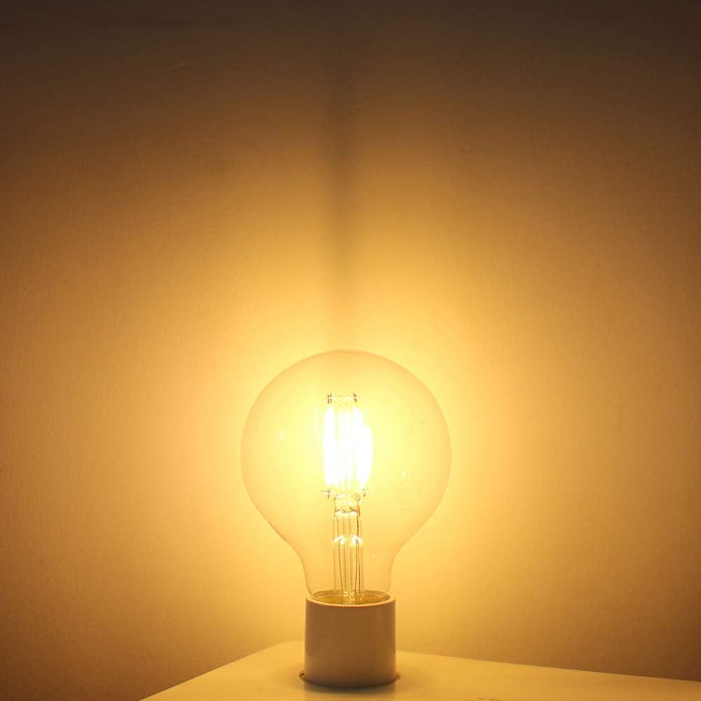 ZFQ 4W G80 (80mm) E27 LED Filament Glass Globe Warm White 2700K, 40 Watt Incandescent Bulb Equivalent - Image 3