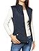 Allegra K Women's Zippered Pockets Stand Collar Quilted Padded Vest M Dark Blue