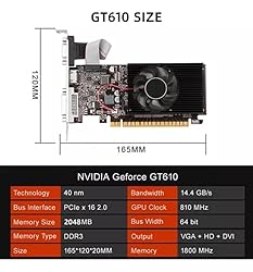 XUANMO NVIDIA GeForce 2.0 GT610 low profile PC 2GB