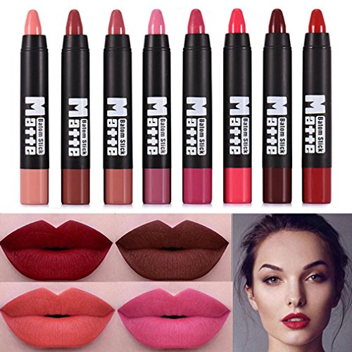 Gocheaper Women Lipstick Moisturizer Waterproof Matte Lipstick Cosmetic Beauty Makeup,Black Body Red Tail Classic Lip Gloss (A) - Thumbnail 3