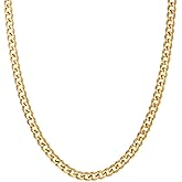Jemant Stainless Steel Cuban Link Curb Chain Necklace For Women Men,18k Gold Plated 3.5mm/5mm/7mm Width, 18, 20, 22, 24inch Length, Curb Link Chain, No Tarnish Durable Waterproof Jewelry