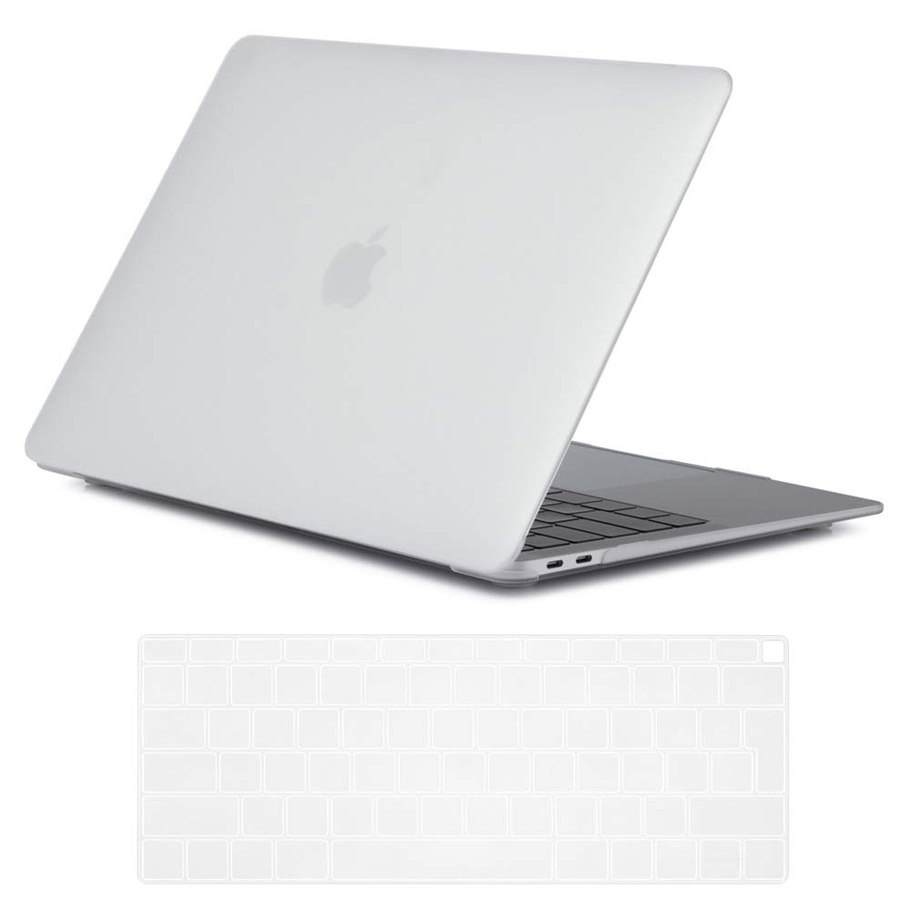 Se7enline New MacBook Air 13 Inch Case 2020/2019/2018 Smooth Plastic Hard Shell Case Cover for MacBook Air 13-Inch with Touch ID Version Model A1932/A2337/A2179 with Keyboard Cover, Frost Transparent