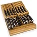 In-Drawer Bamboo Knife Block Holds 16 Knives (Not Included) Without Pointing Up PLUS a Slot for your Knife Sharpener! Noble Home & Chef Knife Organizer Made from Quality Moso Bamboo primary