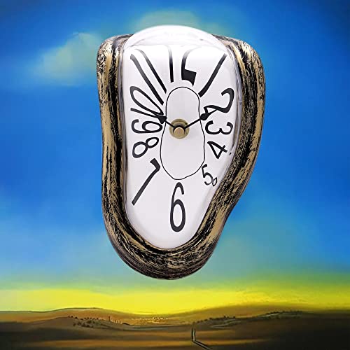 Lafocuse Silent Salvador Dali Clock Antique Gold, Surrealist Melted
