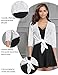 Abollria Womens 3/4 Sleeve Sheer Shrug Tie Front Cropped Bolero Cardigan
