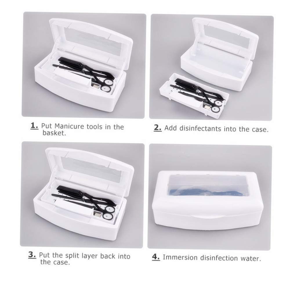 Pinkiou Nail Tool Clean Box Plastic Nail Tray for Alcohol Cleaning Container for Nipper Clipper Cutter Manicure Tools Nail Art Equipment for Salon SPA : Beauty