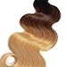 Ombre Brazilian Hair Bundles with closure Body Wave 8A Grade Human Virgin Hair Remy Hair Weaves 100% Unprocessed Human Hair Extensions Fabc Hair (14 16 18+12inch with closure, 1b/4/27)