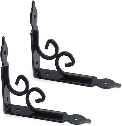 Yoohey 2pcs Iron L Shaped Shelf Brackets Heavy Duty Decorative