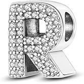 Pandach 925 sterling Silver Letters Charms A-Z Alphabet Beads with Cubic Zircons Charm Beads Pendants fit for European Bracelets Necklace Women Jewelry Gift Options