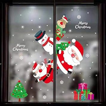 Happylr Christmas Decorations Bar Glass Stickers Wall Kindergarten