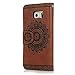 S6 Case,Samsung Galaxy S6 Case (Non-Edge) - Flip Wallet Case Kickstand 3D Embossed Flower Back Magnetic PU Leather Card Holders Soft TPU Inner Case Hand Strap & Dust Plug & Stylus by Badalink - Brown