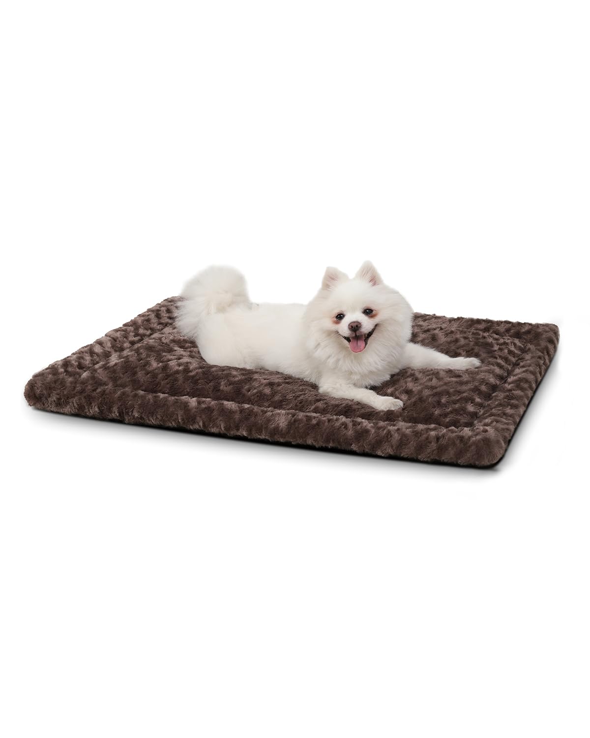 Photo 1 of Washable Dog Bed Mat Reversible Dog Crate Pad Soft Fluffy Pet Kennel Beds Dog Sleeping Mattress for Large Jumbo Medium Small Dogs, 29 x 18 Inch, Brown