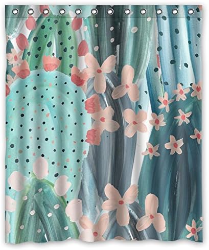 JIUDUIDODO Nature &amp; MILDEW RESISTANT Personalized Custom Beautiful Cactus Curtain Waterproof Polyester Fabric Bathroom Shower thick curtains 60" x 72",about 152cm x 183cm