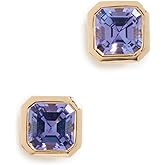 Ariel Gordon Jewelry Women's Petite Asscher Studs, Iris, Purple, Gold, One Size