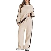 Herseas Women 2 Piece Outfits Color Block Sweatsuit Casual Fleece Lounge Matching Sets