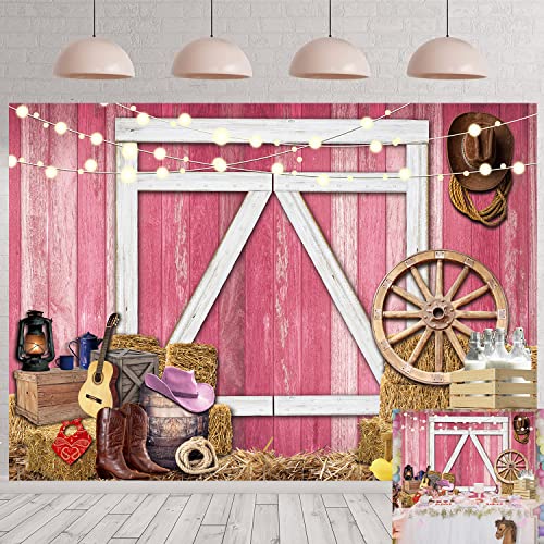 Western Photography Backdrop for Pink Cowgirl Happy Birthday Party