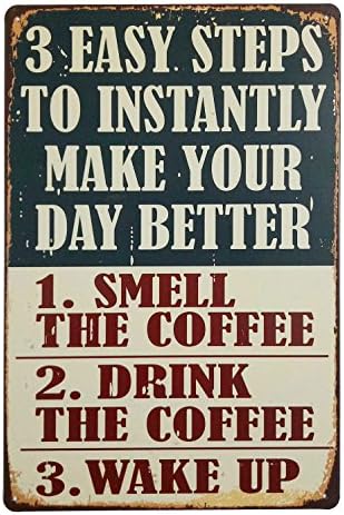 ERLOOD Pin-up 3 Easy Steps to Instantly Make Your Day Better Retro Vintage Bar Metal Tin Sign 12 X8