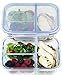 Misc Home B075CTS5N1 Large Premium 2 Pack 3 Compartment Glass Meal Prep Containers w/New Divider Seal Te, Clear