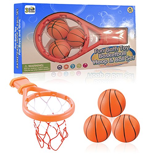 3 Bees & Me Bath Toy Basketball Hoop & Balls Set for Boys and Girls - Kid & Toddler Bath Toys Gift Set