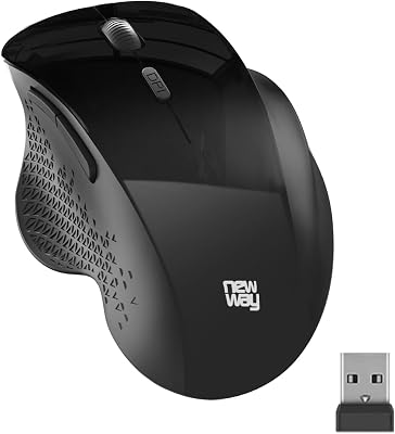 NM255 - Ratón inalámbrico WiFi 2.4GHz con receptor USB ergonómico - DPI 4000 - Silencioso 95% de reducción de ruido - 6 botones - para PC, ordenador portátil, Mac y Linux (Negro)