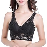 Sleep Koala Women's Plus Size Bralette Sexy Lace Bras Wire Free Bra Removeable Pads Tops Black XXXL