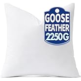 MIULEE 30 x 30 Goose Feather Down Euro Pillow with 100% Cotton Cover, Set of 1 Soft Fluffy Decorative Pillow Insert for Sofa Bed Couch Living Room White