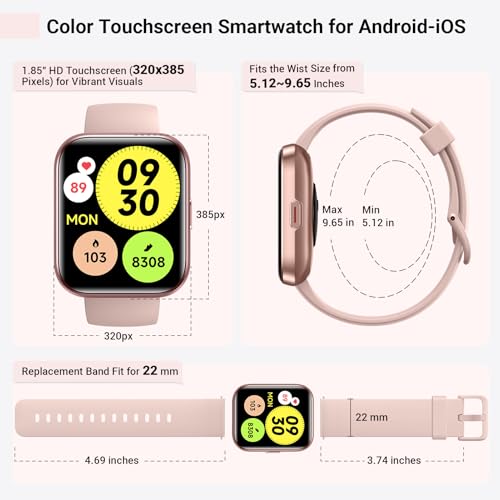 Smart Watches for Women (Answer/Make Call), 2 Straps, 1.85" Fitness Tracker Watch with Alexa Built-in, Heart Rate/ SpO2/Sleep Monitor, 120 Sports Modes, 3ATM Waterproof Smart Watch for iPhone/Android