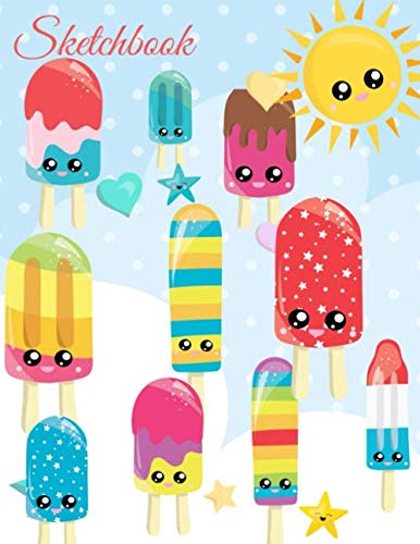Sketchbook: A Cute Kawaii Popsicles Japanese Theme Large 8.5