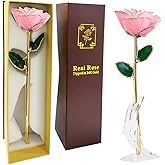 Gold Dipped Hot Pink Roses - Dipped 24K Gold Real Rose - Genuine One of a Kind - Eternal Romantic Present for Her - Ideal for Valentine's Day, Mother's Day, Anniversary, Birthday