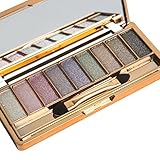 DATEWORK 9 Colors Shimmer Eyeshadow Palette & Makeup Cosmetic Brush Set
