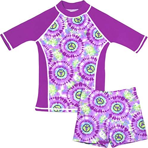 Girls Rashguard and Shorts Swimsuit Set UPF 50 Sun Protective Swimwear