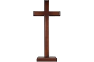 ARCHOBAN Wooden Cross for Wall Hanging and Standing,12.8 Inch Catholic Wall Cross with Stand, Jesus Christ Wood Standing Cross for Home Decor