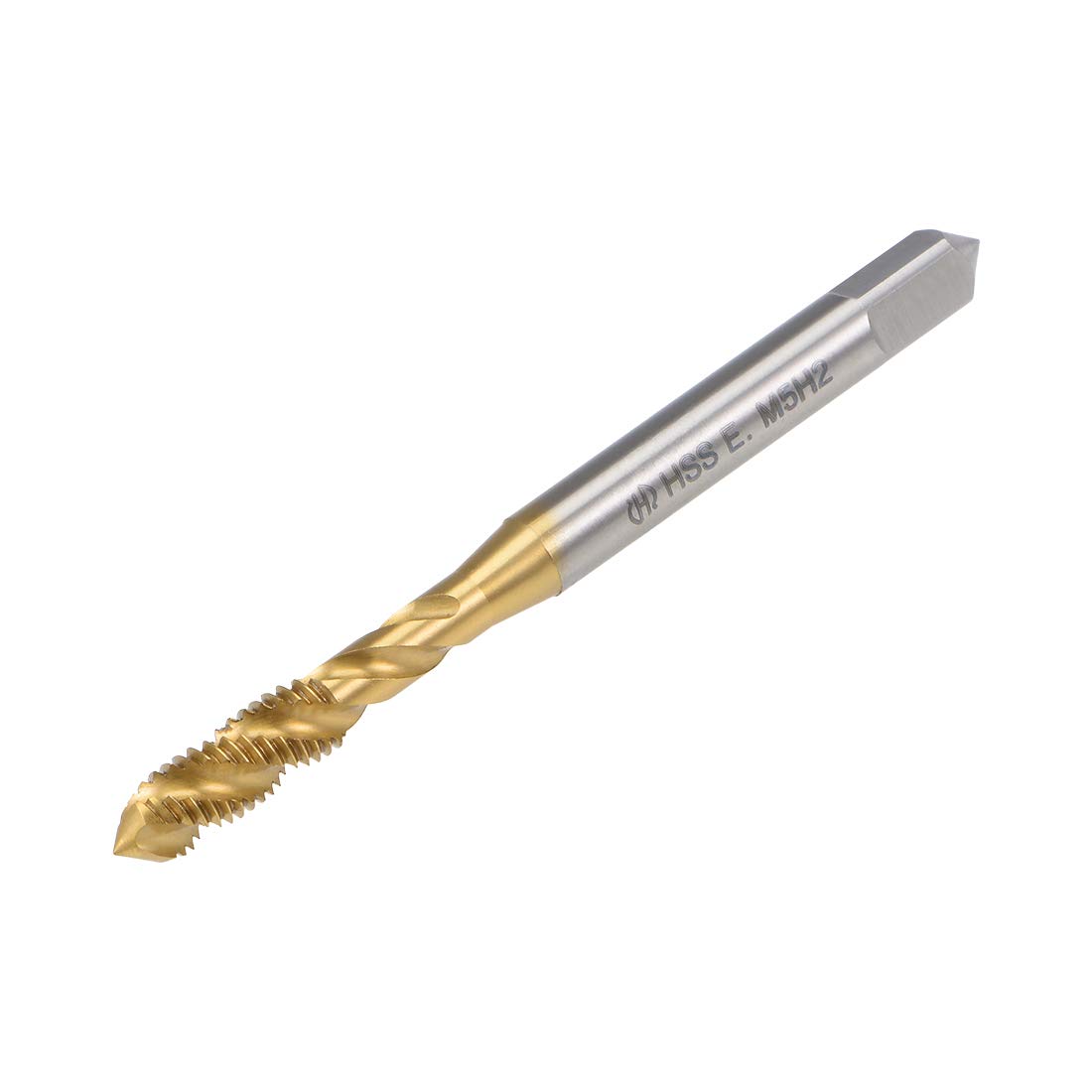sourcing map Metric Spiral Point Machine Screw Tap M5 Thread H2 Cobalt Titanium Plating M35 HSS