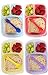 Health & Diet 3 Compartment Plastic Bento Lunch Box with Matching Combi Spoon - Set of 4