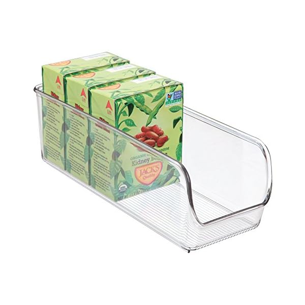 iDesign-56830-Cupboard-Storage-Box-Small-and-Slim-Plastic-Kitchen-Organiser-for-Fridge-and-Pantry-Fridge-Storage-Bin-for-Food-Drinks-and-Condiments-Clear iDesign Fridge Organiser, Stackable Storage Container , Small BPA-free Clear Drawer Organizer for Kitchen, Fridge and…