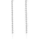 Luxval Rhinestone Earrings Dangling for Women Sparkly Silver Dangle Earrings Girls Long Chandelier Earrings Tassel Lightweight Ear Studs Cubic Zirconia Crystal Statement