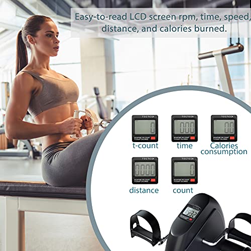 Under Desk Bike Pedal Exerciser Mini Foot Cycle Bike for Arm & Leg Exercise with LCD Display and Adjustable Resistance Desk Cycle Workout Office Home Women Men Seniors(Black)