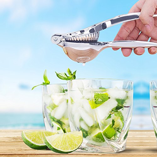 ACLUXS Premium Quality Metal Lemon Lime Squeezer - Manual Citrus Press Juicer (Silver)