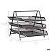 3-Tier Letter Tray Organizer – Wire Mesh Paper Tray for Home or Office, Black