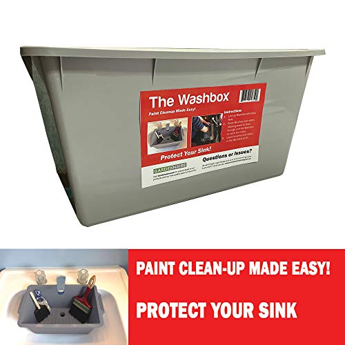 The Washbox - Paint Brush and Roller Cleaning Tray to Keep Your Sink Clean - Paint Tray for Brush Clean Up Large Insert for Sinks to Make Paint Cleanup Easy