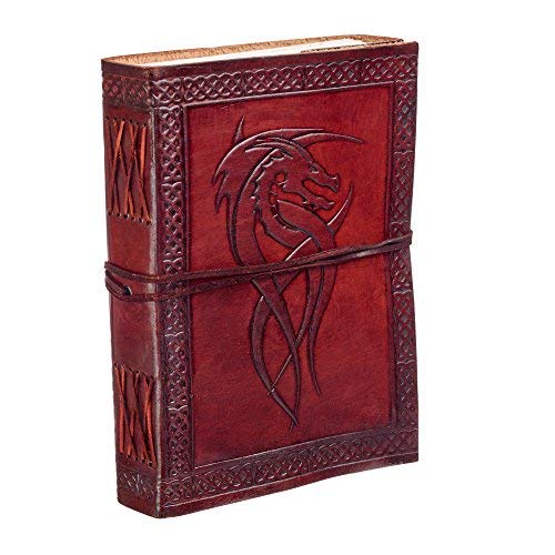 Paper High Celtic Dragon Leather Journal | 13.5cm x 18.5cm | Handmade, Fair Trade & Eco Friendly Leather Bound Notebook Alternative For Men and Women