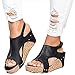Ru Sweet Women's Sandals Peep Toe PU Belt Buckle Blocking Hook-Loop Fashion Wedges Sandals Summer Shoes Heel Sandal